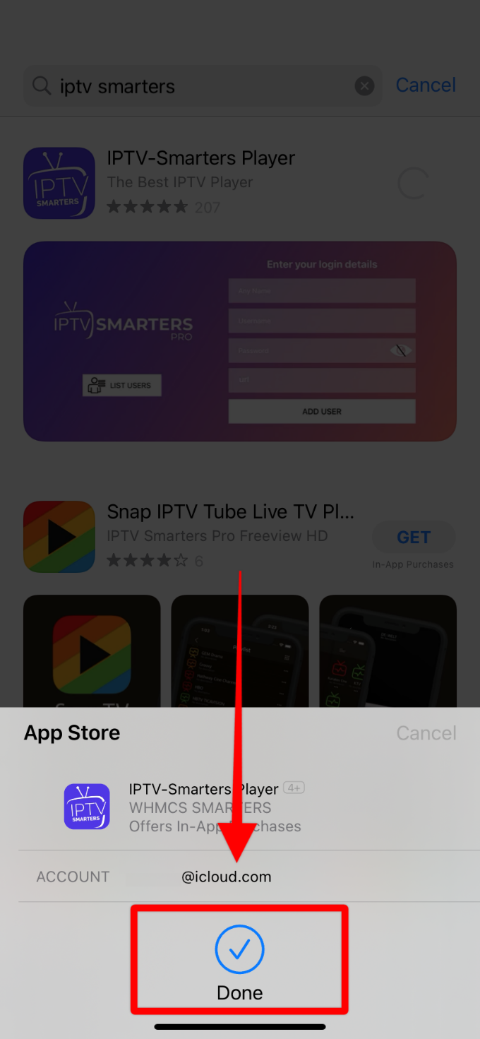  IPTV Smarters Player successfully installed through the App Store