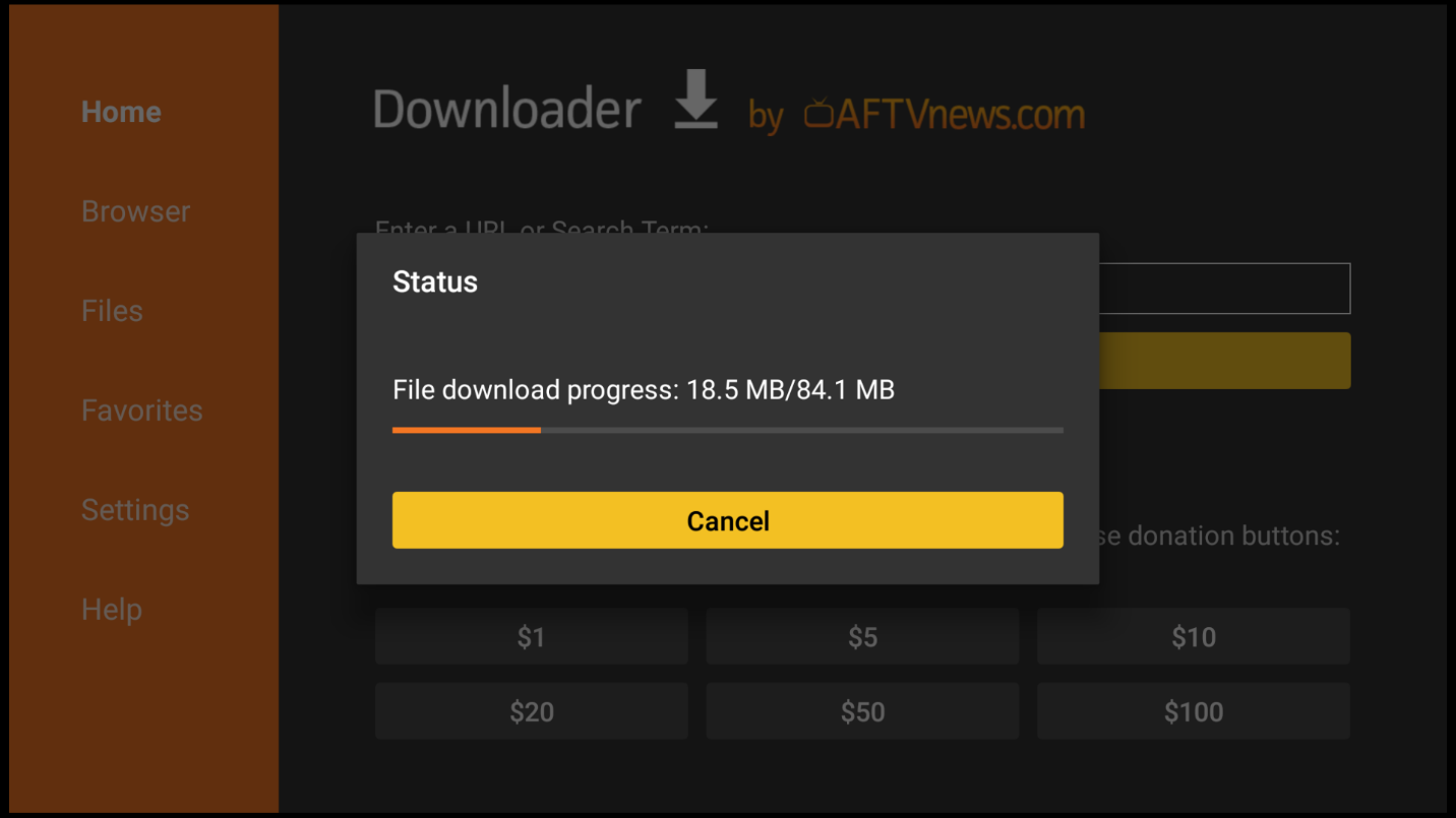 IPTV Smarters downloading status on Firestick