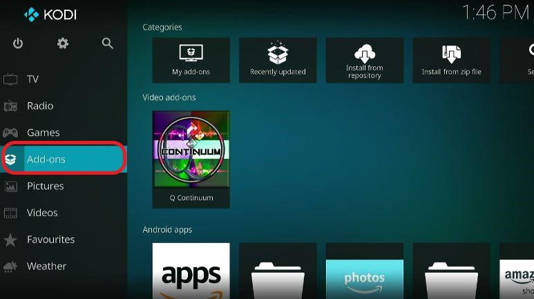 Kodi Addon Screen