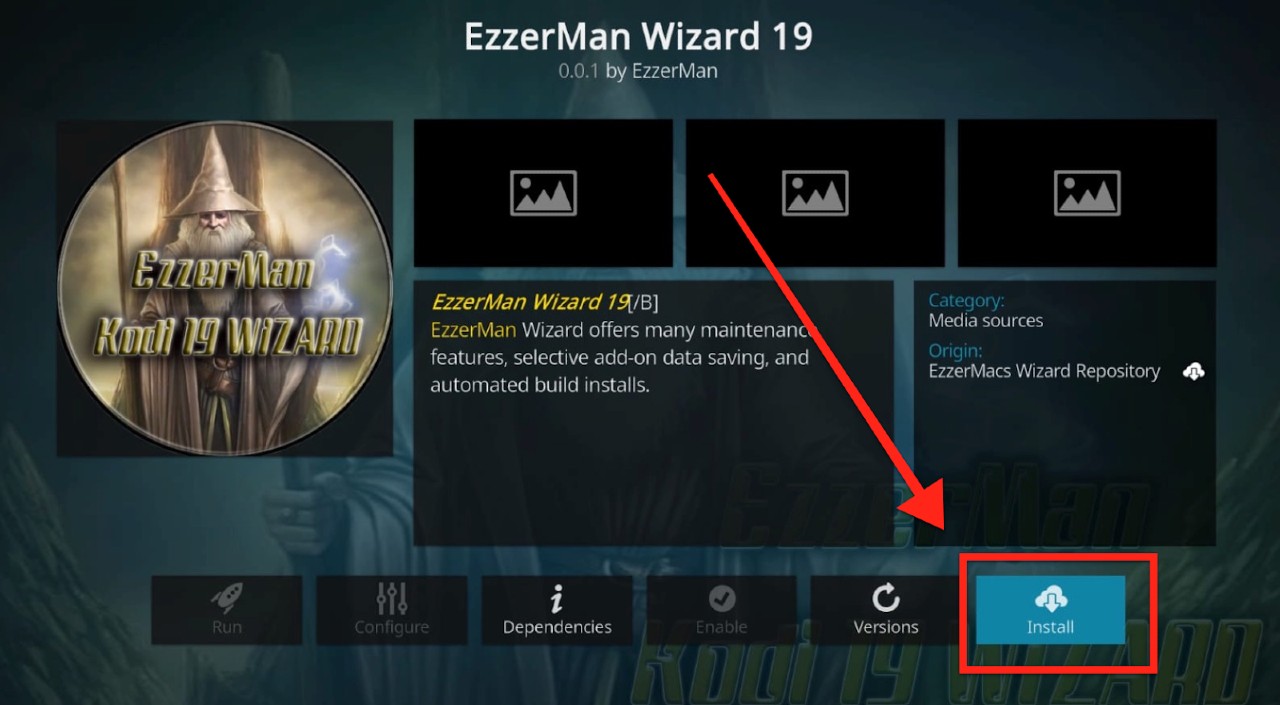 Kodi Program add-ons EzzerMac Wizard 19 install highlighted