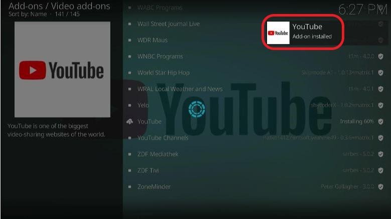 Kodi Youtube install popup