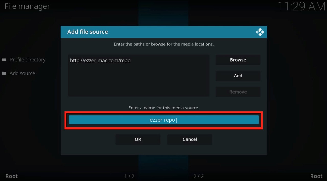 Kodi add source naming ezzer repo