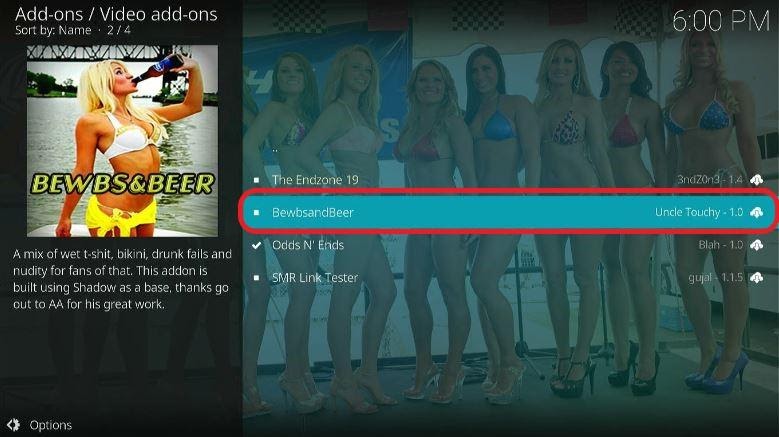 Kodi addons or video addons select BewbsandBeer