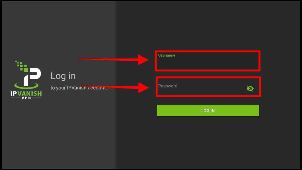 Logging in to IPVanish