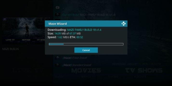 Maze Wizard downloading status popup