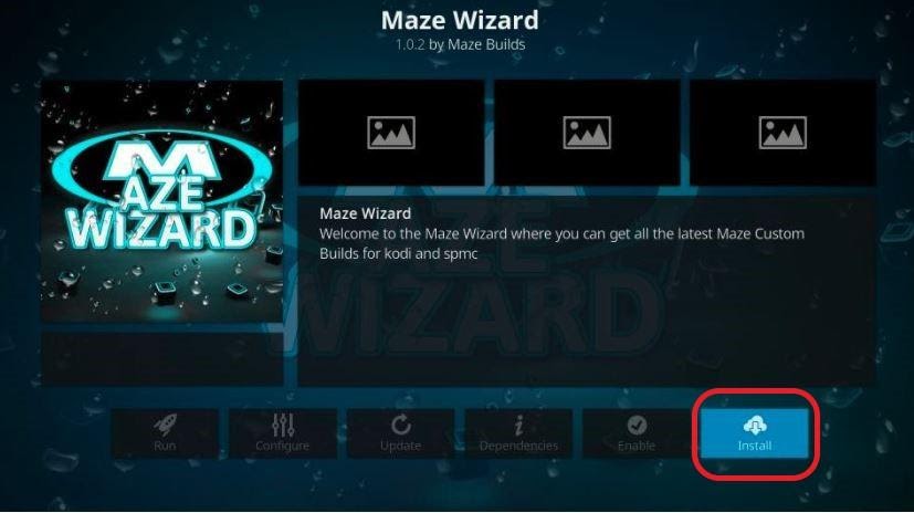 Maze Wizard install screen