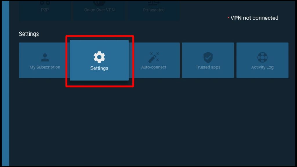 NordVPN Settings options