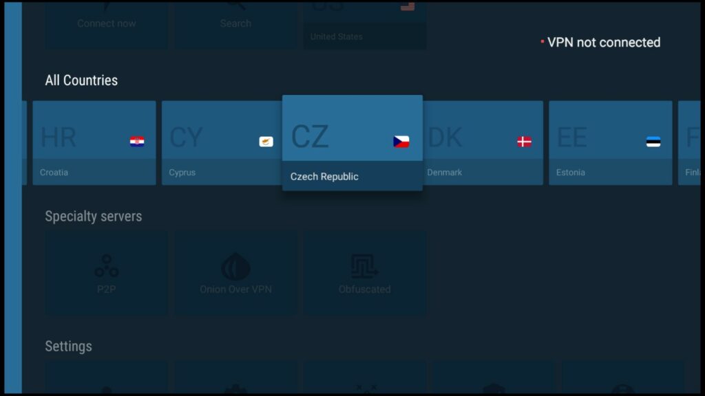 NordVPN server options