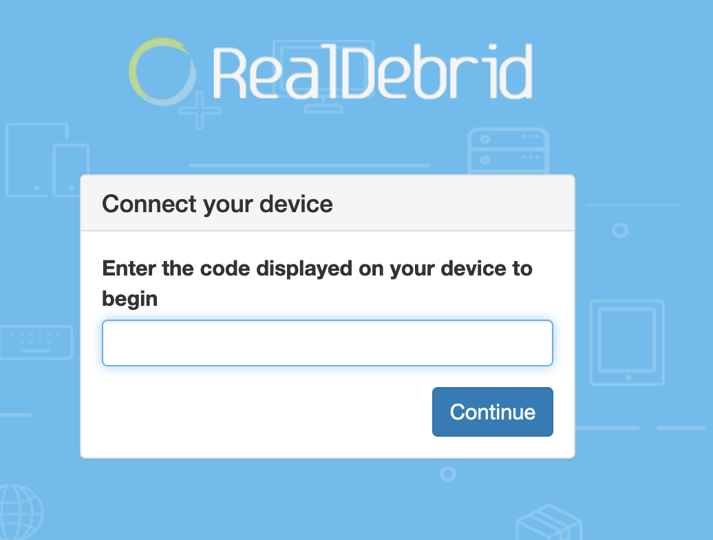 RealDebrid website with link account menu