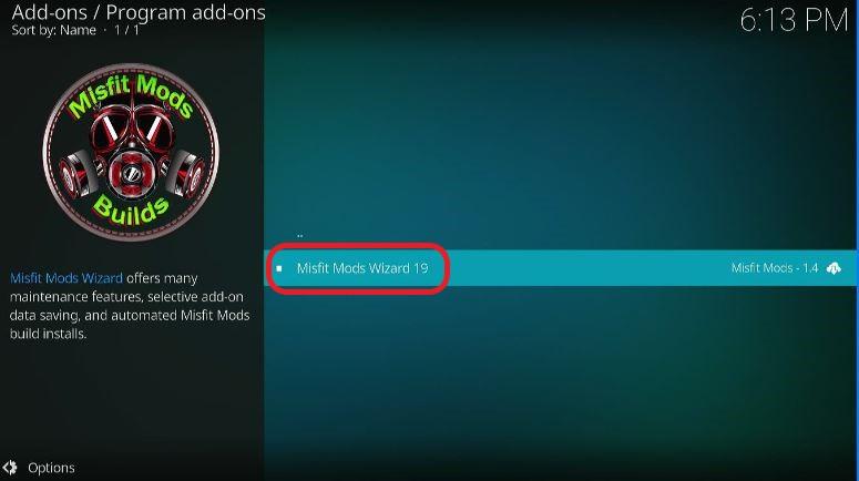 Select Misfit Mods Wizard