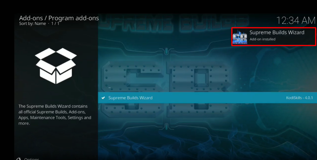 Supreme Build Wizard Addon Installed Complete