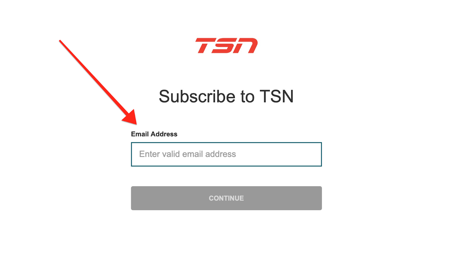 TSN subcription page