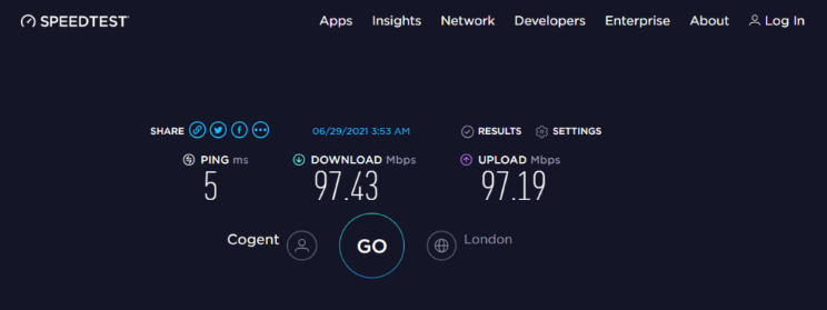 The average connection speed London