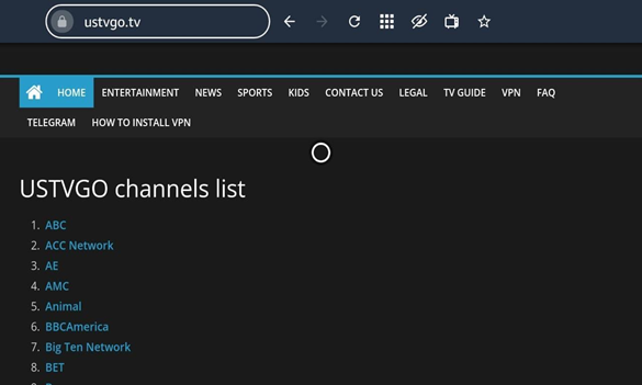 USTVGO channel list