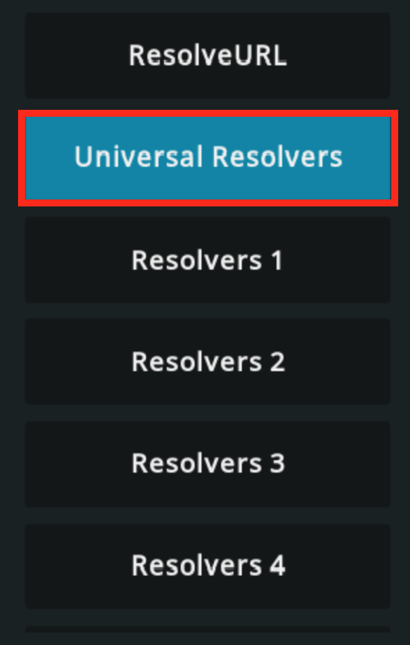 Universal Resolvers button highlighted