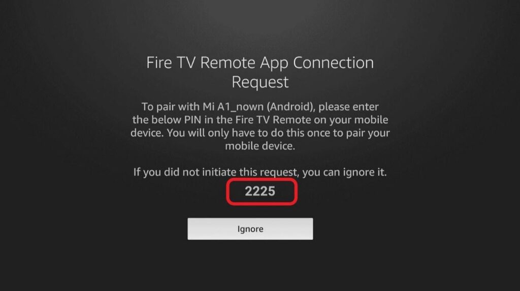 4-digit code to pair the Amazon Fire TV remote app with Firestick