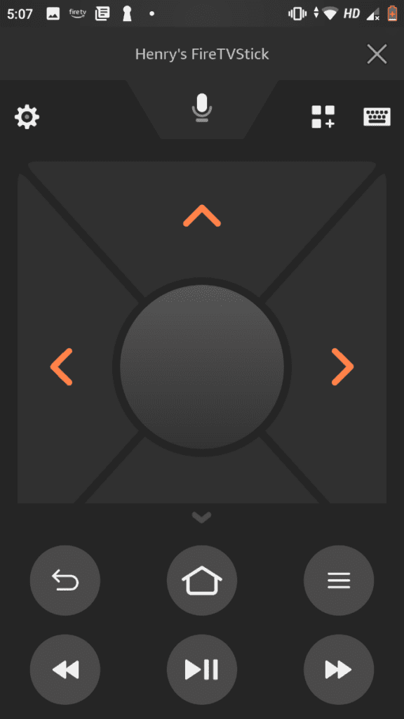 Amazon Fire TV Remote app Directional Pad interface