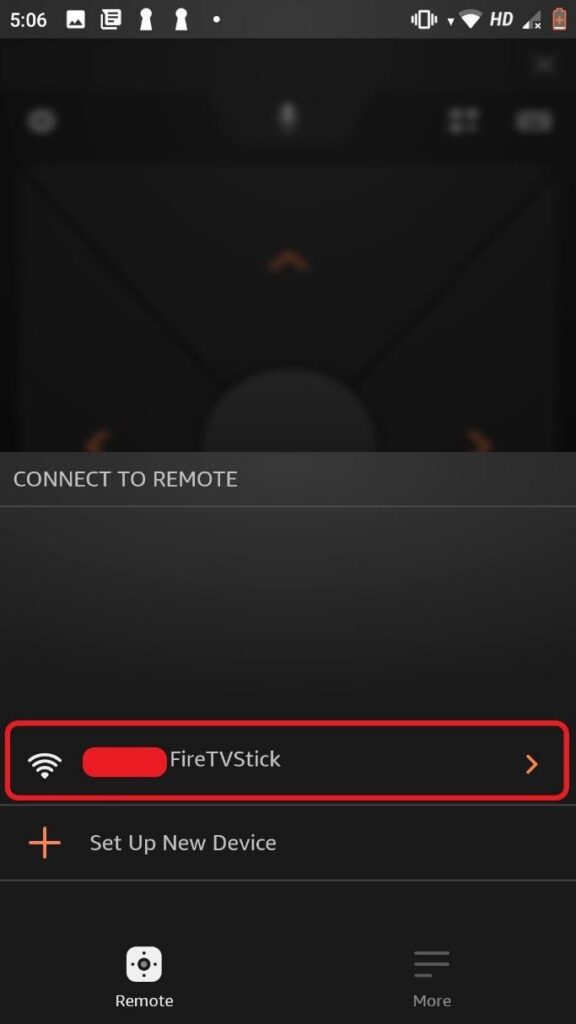 Amazon Fire TV Remote app remote connection interface