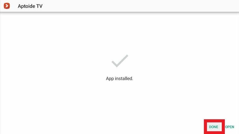 Aptoide TV installed screen