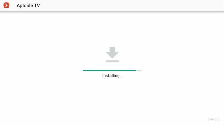 Aptoide TV installing screen
