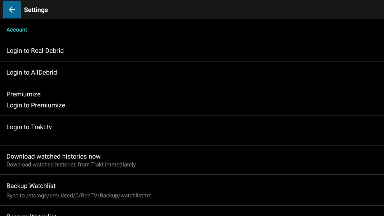 Bee Tv Settings Menu