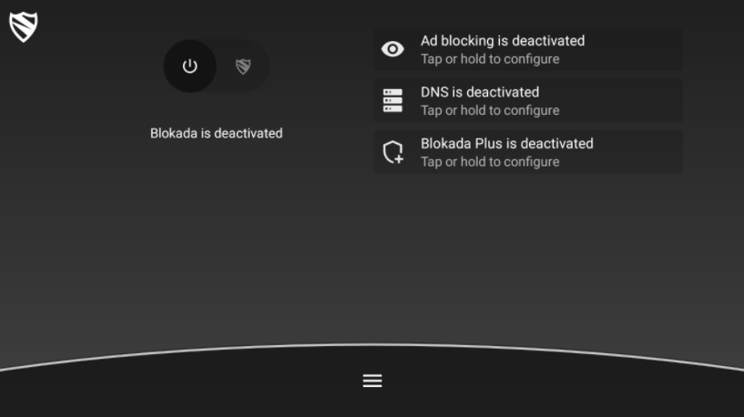 Blokada app main screen