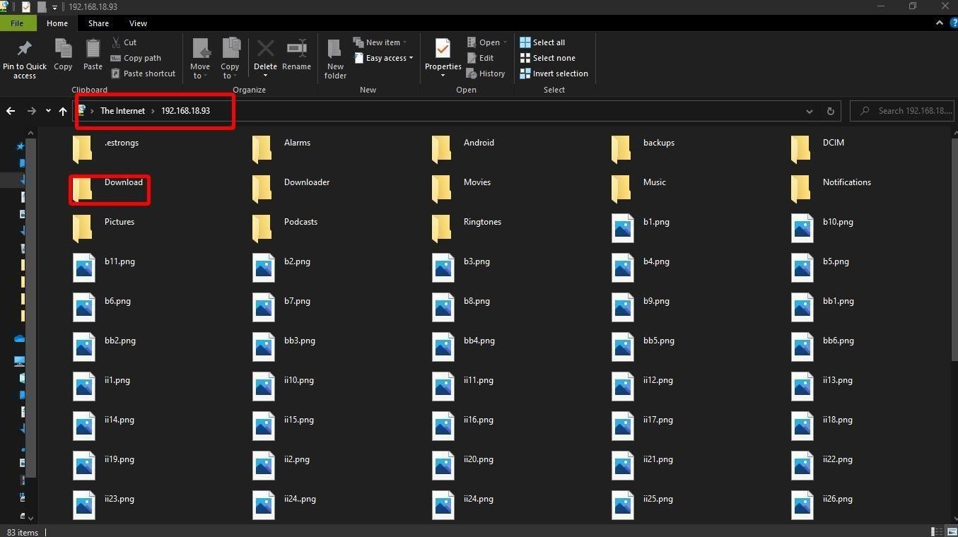 Contents of ES File Explorer on your PC