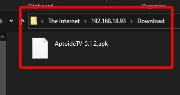 Copying the Aptoide TV APK file