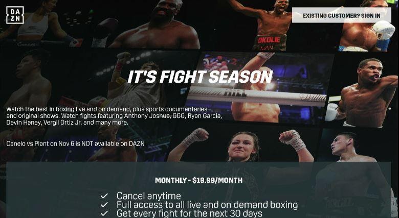 DAZN interface