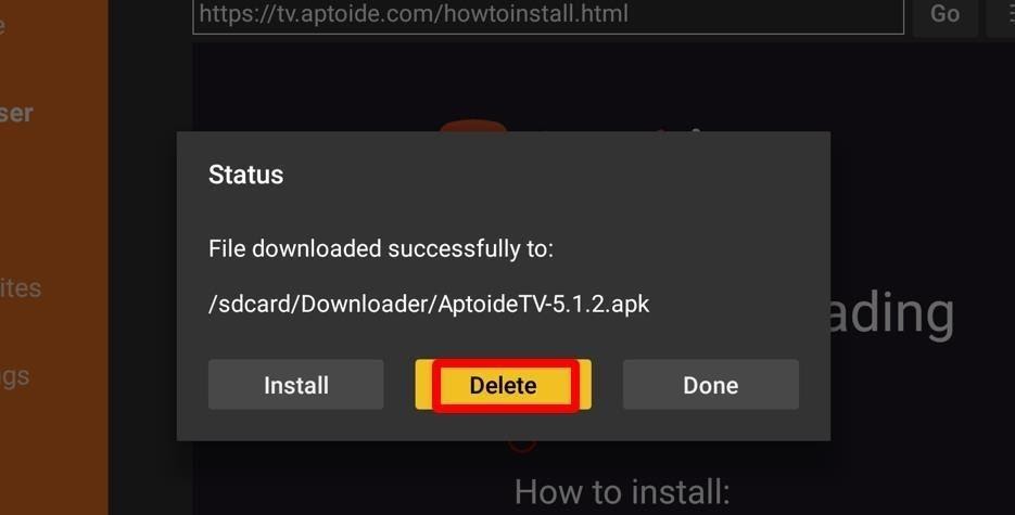 Delete Aptoide App APK files after installing the app