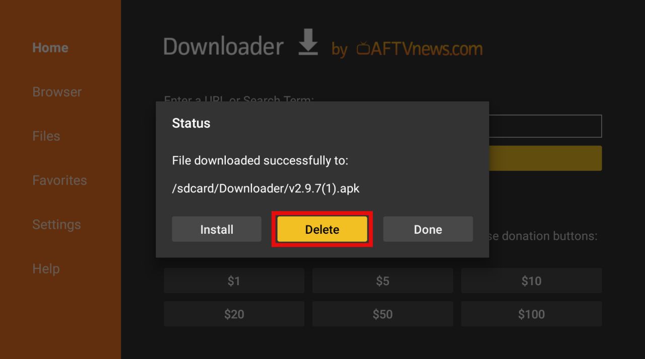 Delete Bee TV apk