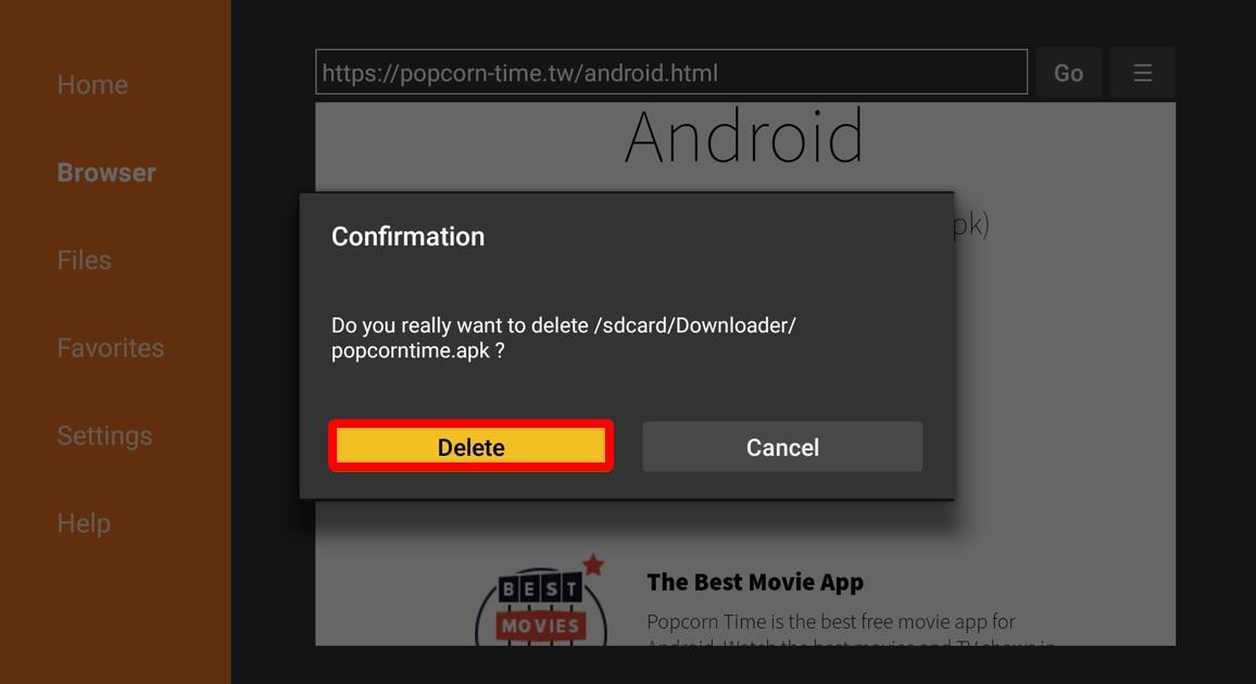 Delete Confim Box Popcorn Time Apk 