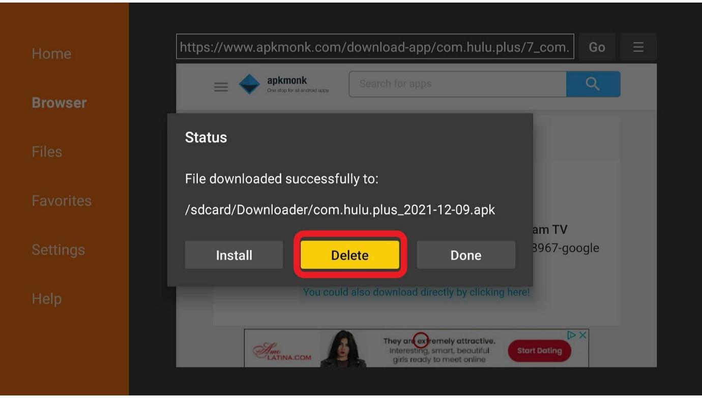 Delete Hulu apk