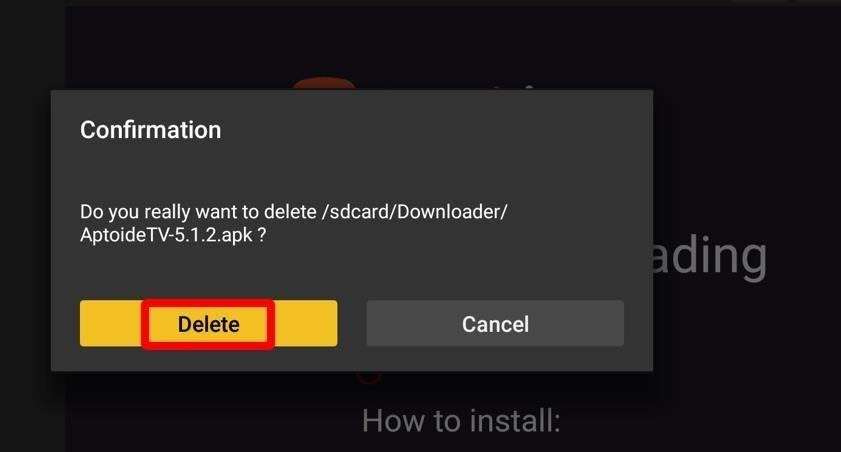 Delete confirmation of Aptoide App APK files after installing the app