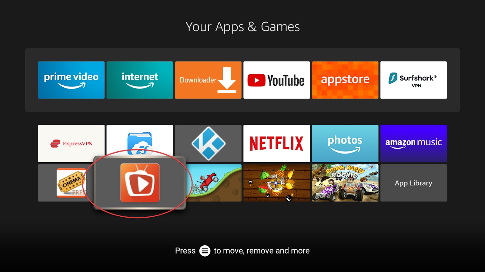 Device Apps & Games TeaTV icon highlighted