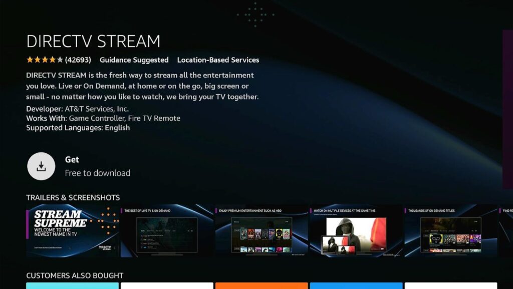 DirecTV Stream page