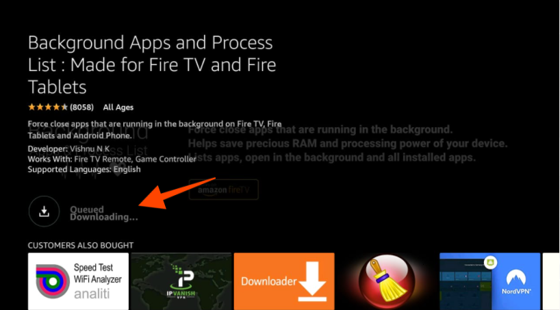 Downloading status of Background Apps and Process List on Amazon Firestick