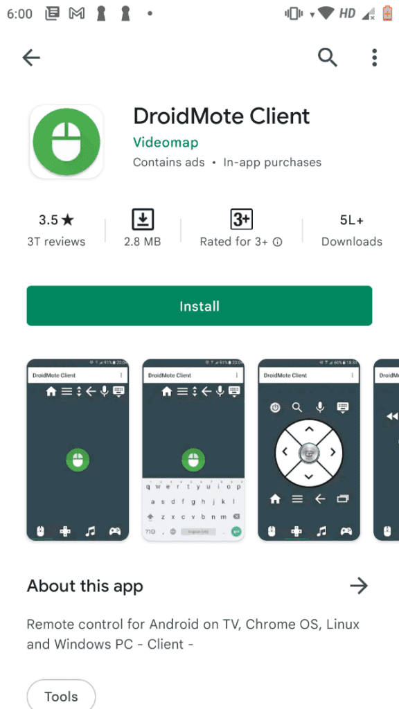 DroidMote Client install