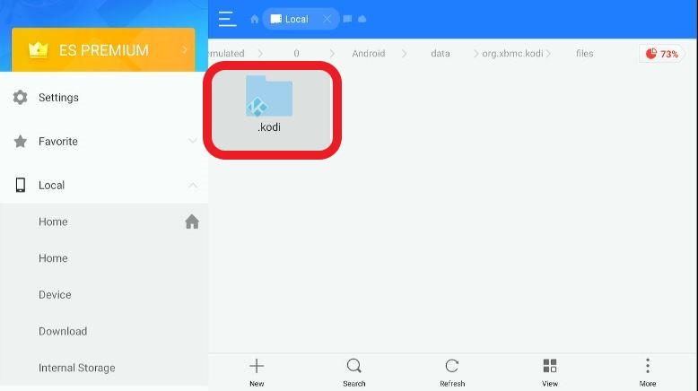 ES File Explorer app Kodi File Highlighted