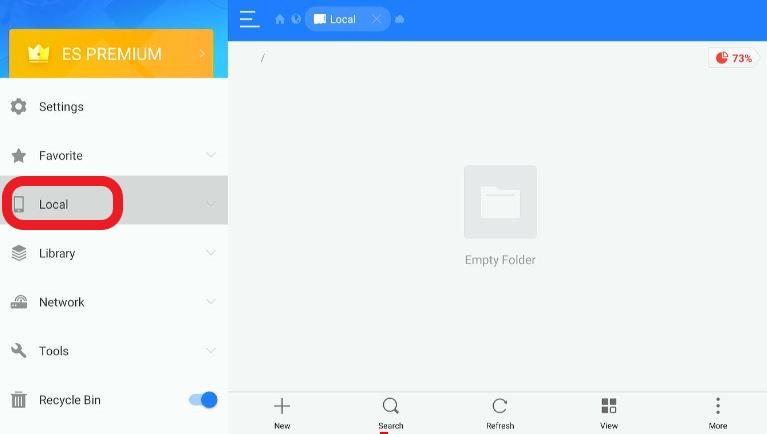 ES File Explorer app Local Highlighted