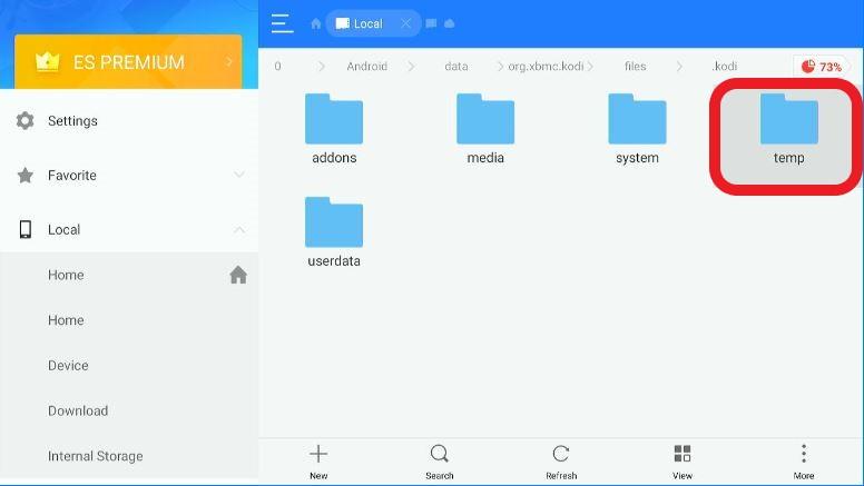 ES File Explorer app Temp Highlighted