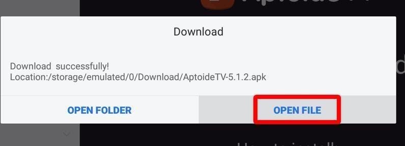 ES File Explorer app window tv aptoide download open highlighted