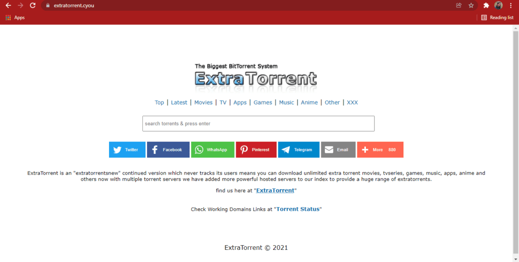 ExtraTorrent website