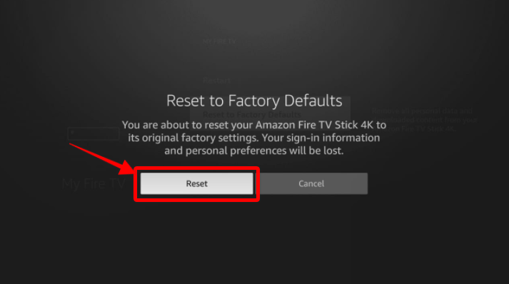 Firestick Reset to factory default