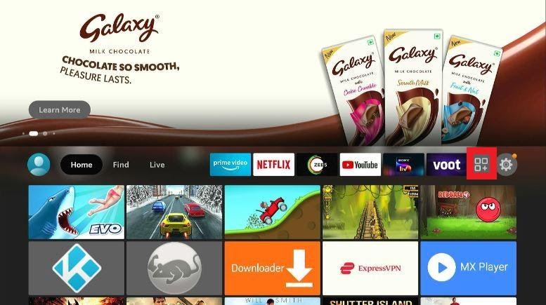 Firestick select the + icon just before Settings