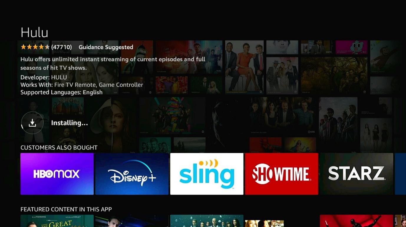 Hulu app installing