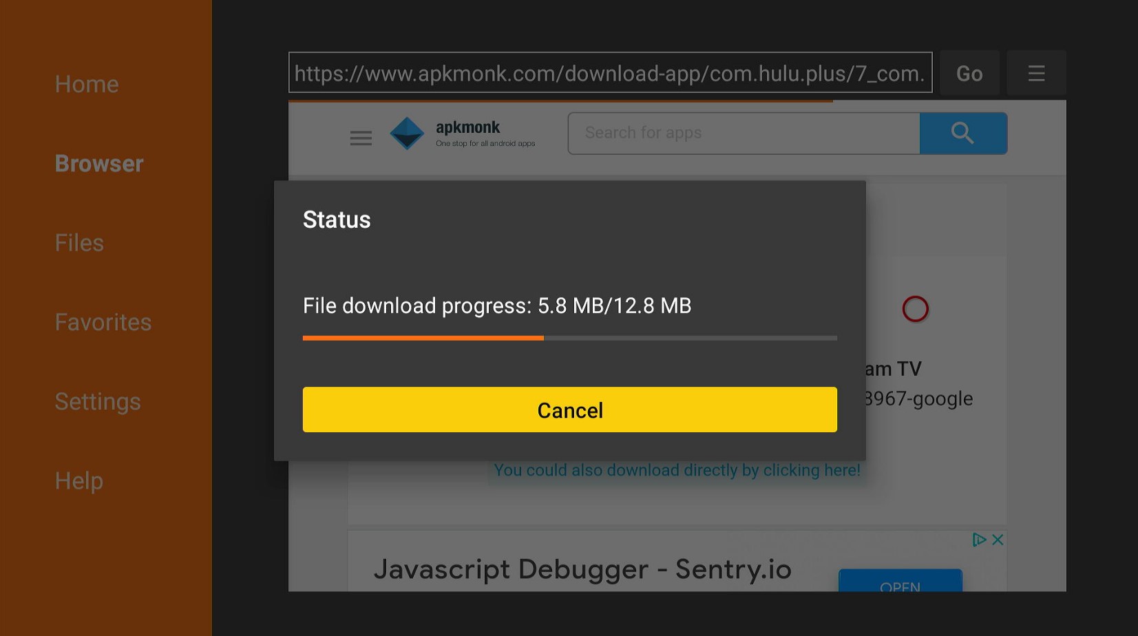 Hulu download progress dialog