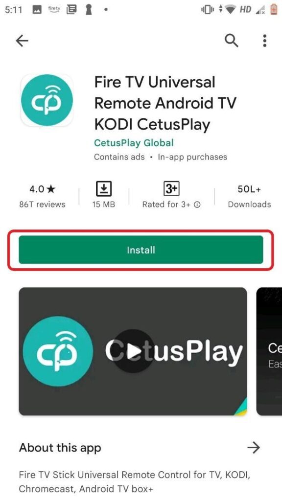 Install the CetusRemote app on your device