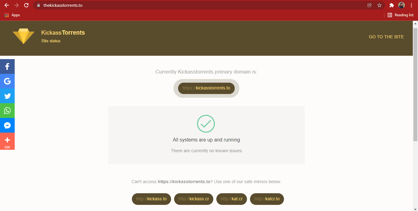 KickassTorrents website