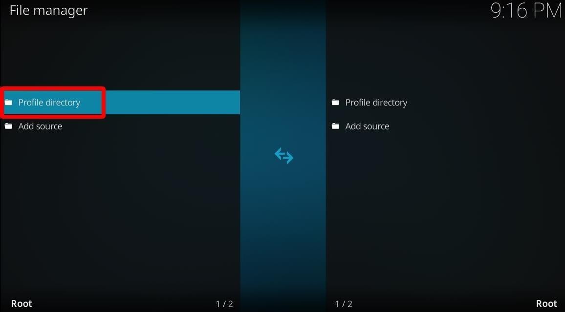 Kodi File Manager Profile Directory